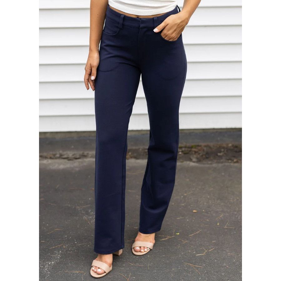Grace and Lace Fab-Fit Work Pant - Straight Leg - Navy