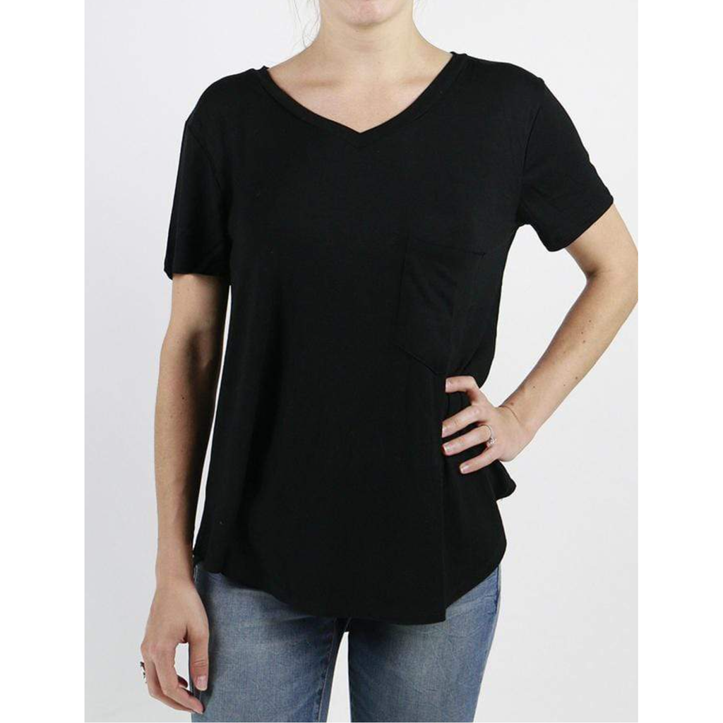Grace and Lace Perfect Pocket Tee - Black