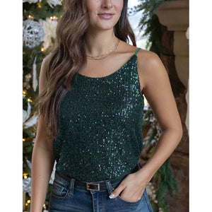 Grace and Lace Shimmer Sequin Cami - Jewel