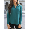 Grace and Lace Stretch Fit Button Up Top - Everglade Green