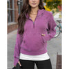 Grace and Lace Vintage Washed Quarter Zip Hoodie - Washed Purple