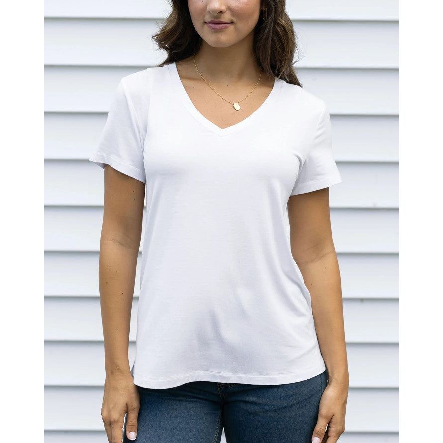 Grace and Lace VIP Favorite Perfect V-Neck Tee - Ivory