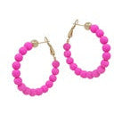6mm Clay Ball Hoops - Hot Pink