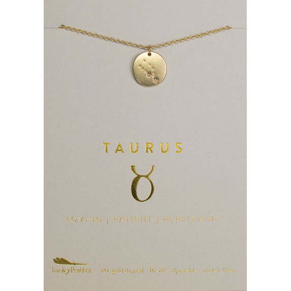 Zodiac Necklace - Gold - TAURUS (Apr 20 - May 20)