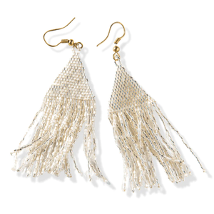 INK+ALLOY Lexie Solid Beaded Fringe Earrings Silver