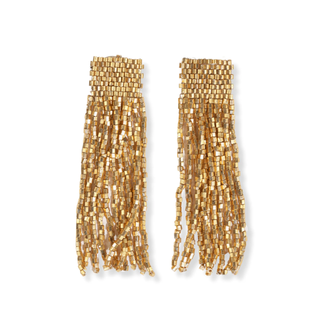 INK+ALLOY Marilyn Solid Beaded Fringe Earring Gold