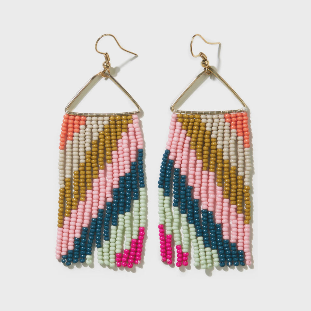 INK+ALLOY Whitney Chevron Beaded Fringe Earrings - Rainbow