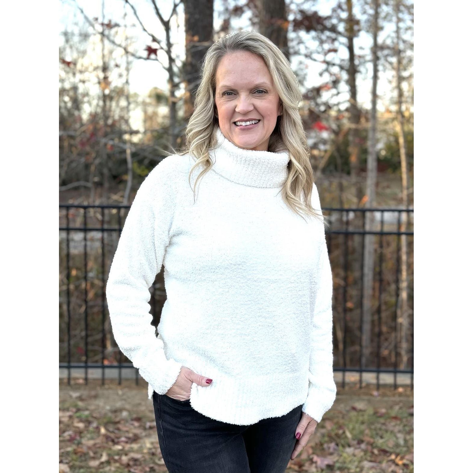 Fuzzy sale ivory sweater