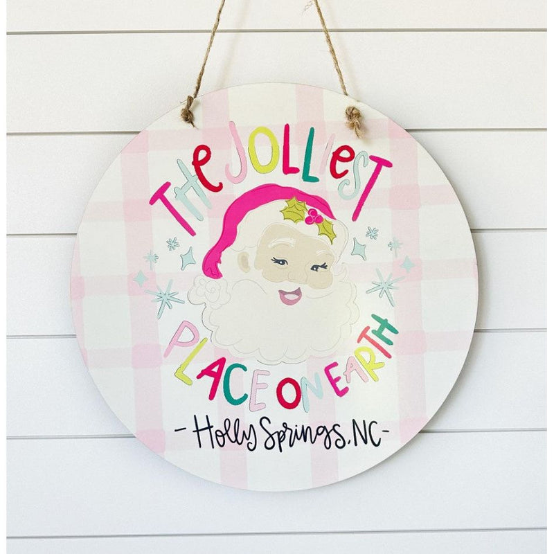 Jolliest Place on Earth Door Hanger - Holly Springs