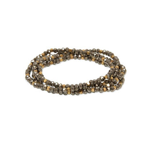 4 Row Grey/Gold Bead Bracelet