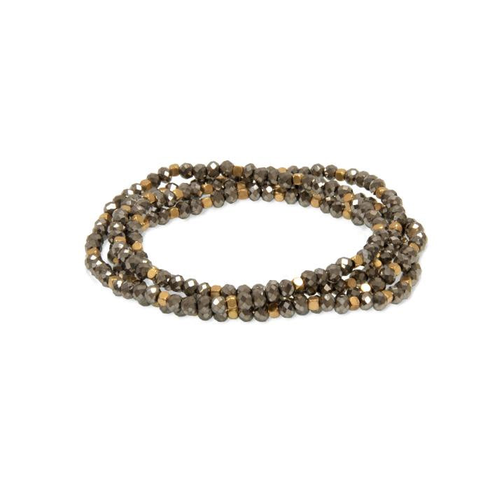 4 Row Grey/Gold Bead Bracelet
