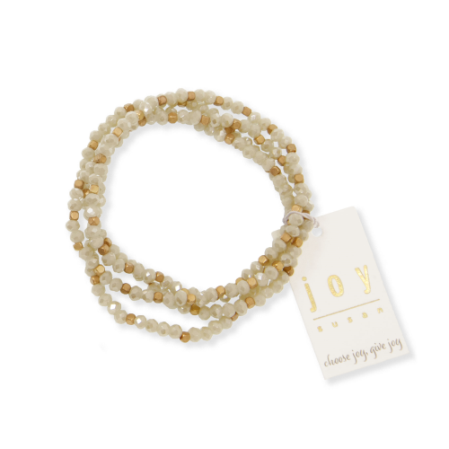 4 Row Ivory/Gold Bead Bracelet