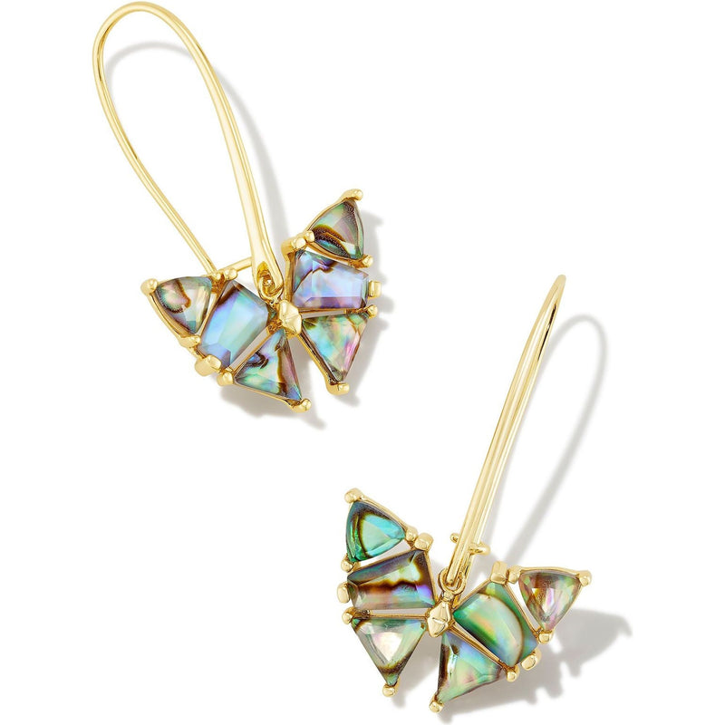 KENDRA SCOTT BLAIR BUTTERFLY DROP EARRINGS GOLD ABALONE
