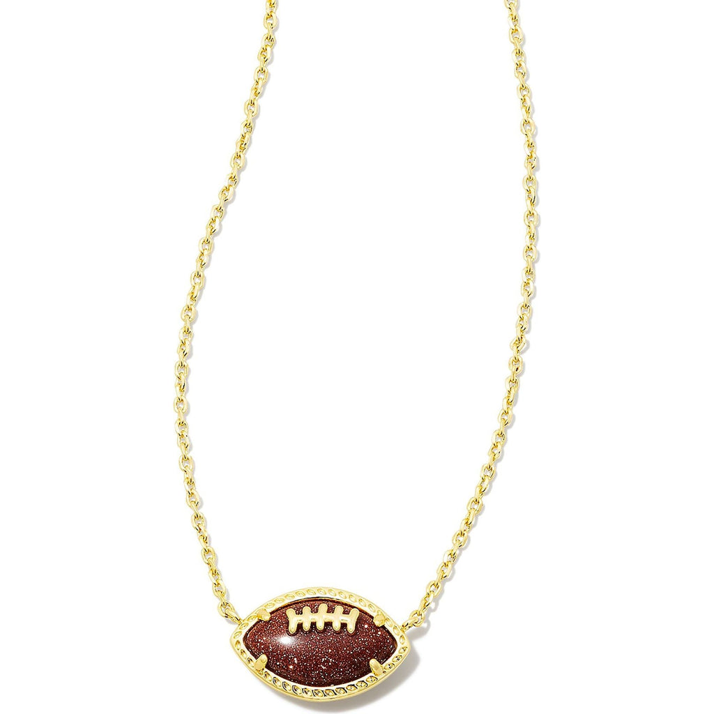 KENDRA SCOTT FOOTBALL SHORT PENDANT NECKLACE GOLD ORANGE GOLDSTONE