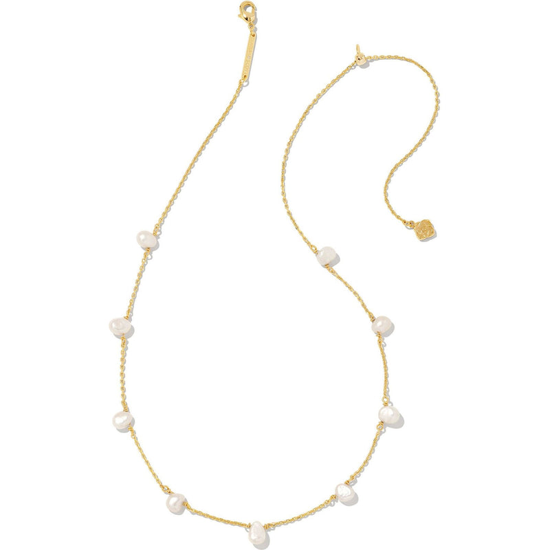 KENDRA SCOTT LEIGHTON PEARL STRAND NECKLACE GOLD WHITE PEARL