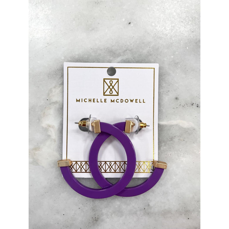 Michelle McDowell Large Acrylic Hoop Earrings - Purple