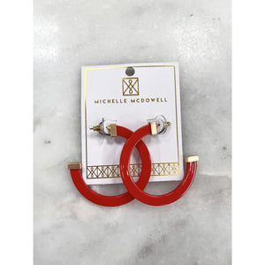 Michelle McDowell Large Acrylic Hoop Earrings - Red