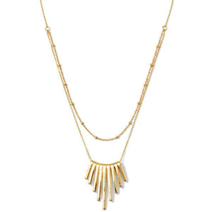 Contemporary Pendant Necklace with Delicate Chain Layer - Gold