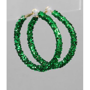 Large Sparkle Hoops - Green