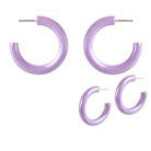 Metal Coated Hoop Earrings - Lavender