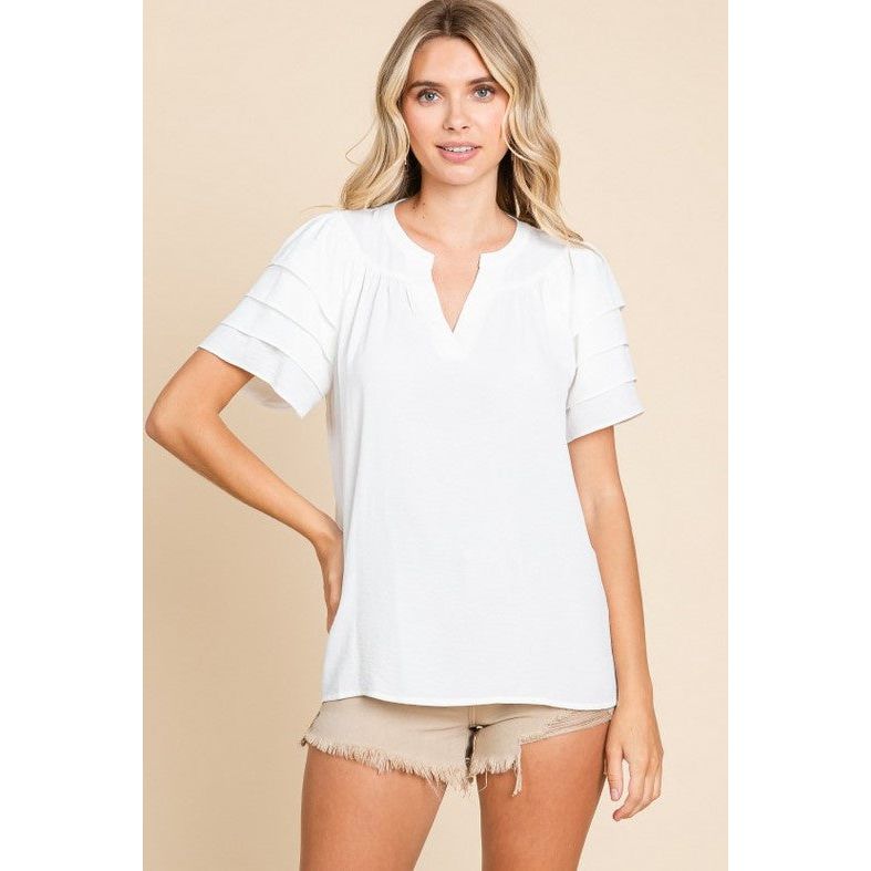 Emersyn Solid Layered Short Sleeve Top - Off White