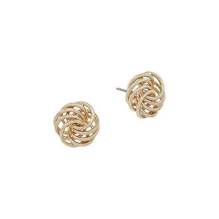 Layered Thin Metal Knot Post Earring - Gold