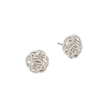 Layered Thin Metal Knot Post Earring - Silver