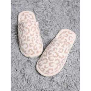 Leopard Print Closed Toe Luxury Soft Slippers - Beige