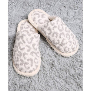 Leopard Print Closed Toe Luxury Soft Slippers - Gray