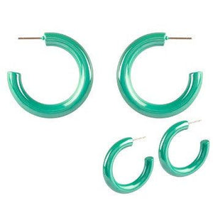 Metal Coated Hoop Earrings - Turquoise