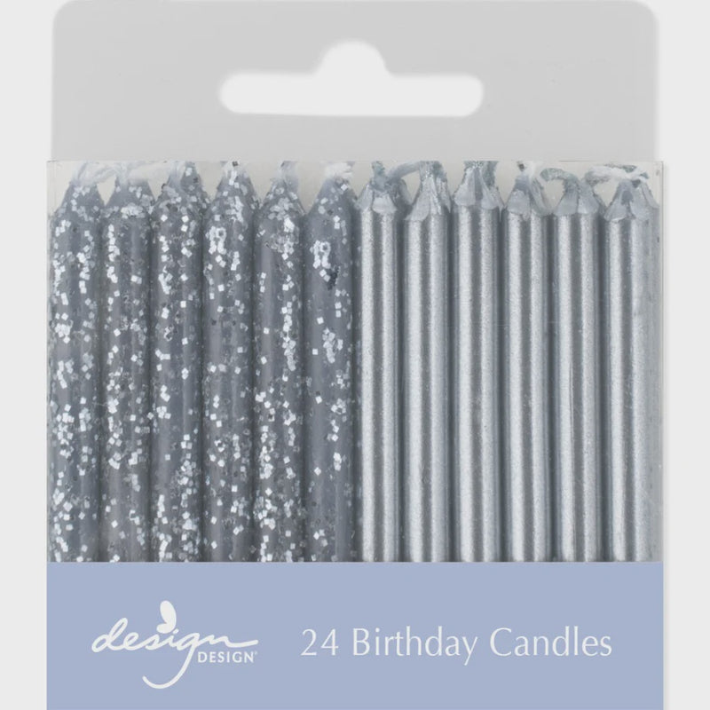 Metallic Silver Stick Candles