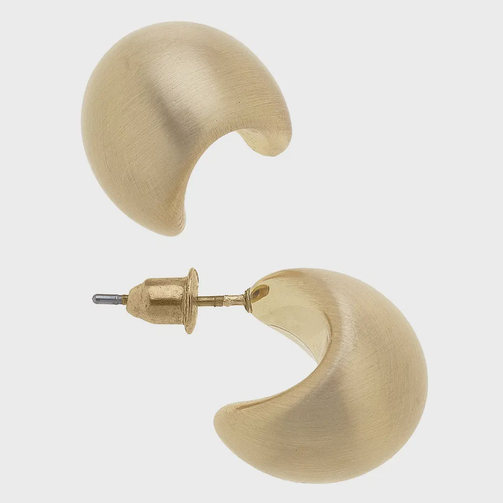 Mini Tapered Puff Hoop Earrings - Satin Gold