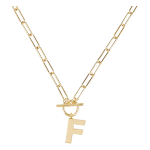 Natalie Wood Gold Toggle Initial Necklace - F