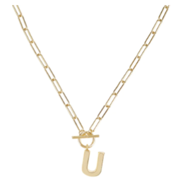 Natalie Wood Gold Toggle Initial Necklace - U