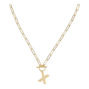 Natalie Wood Gold Toggle Initial Necklace - X