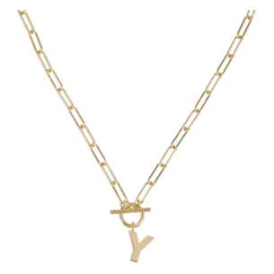 Natalie Wood Gold Toggle Initial Necklace - Y