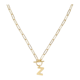 Natalie Wood Gold Toggle Initial Necklace - Z