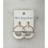 Thread Wrapped Circle Earrings - Natural