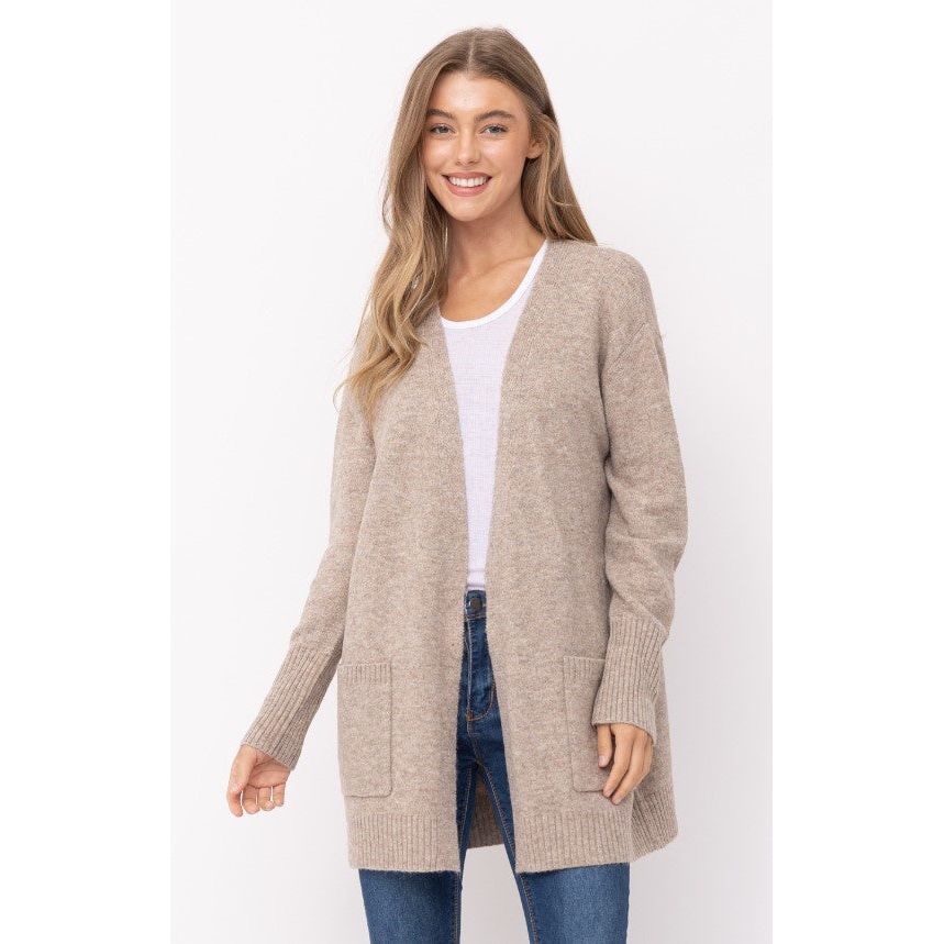 DOORBUSTER - Alexa Long Open Front Cardigan - Camel