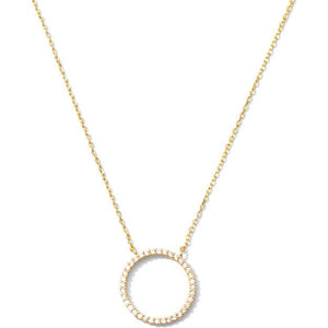 Pave Open Circle Pendant Necklace - Gold