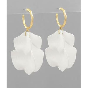 Petal Drop Earrings - White