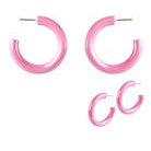 Metal Coated Hoop Earrings - Pink
