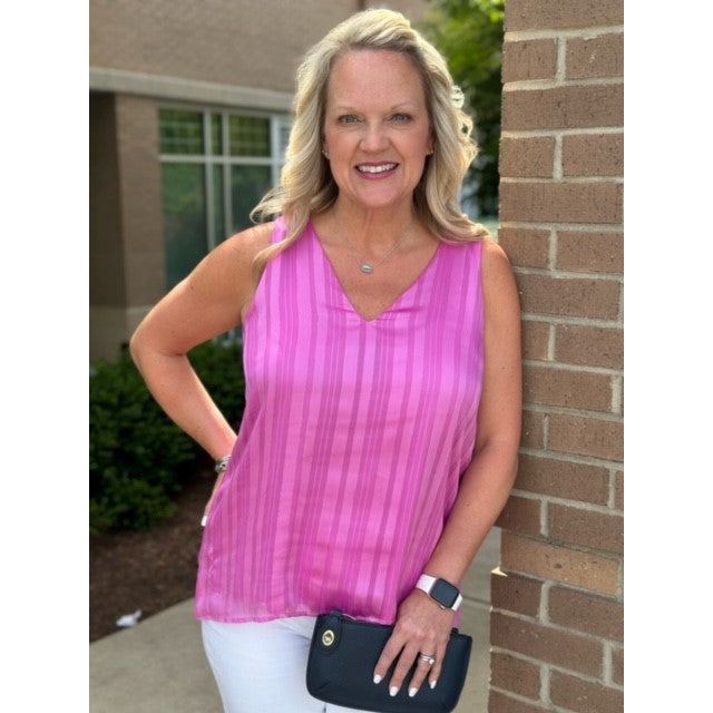Reese V-Neck Sleeveless Tank - Orchid Oslo - FINAL SALE