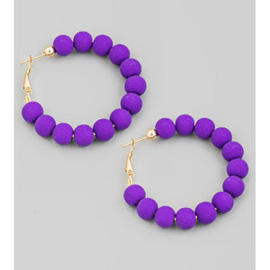 Clay Ball Hoop Earring - Purple