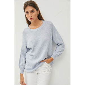 Bailey Raglan 3/4 Sleeve Sweater - Dusty Blue
