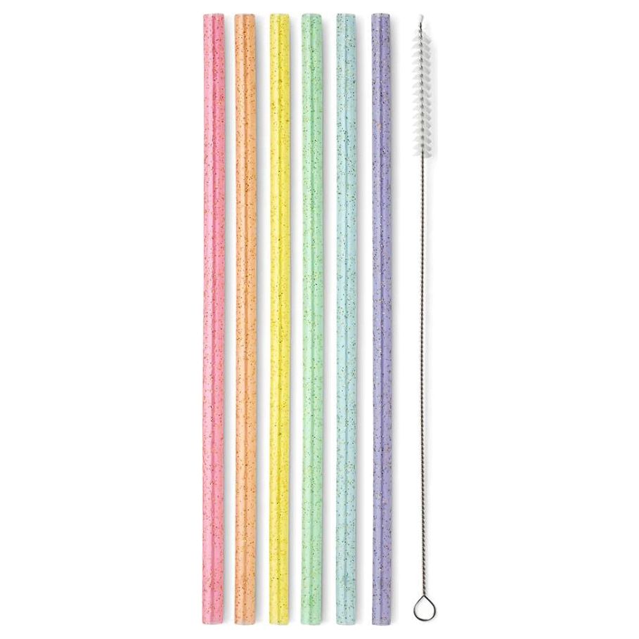 Swig Rainbow Glitter Reusable Straw Set