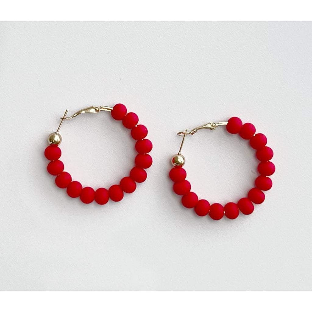 6mm Clay Ball Hoops - Red