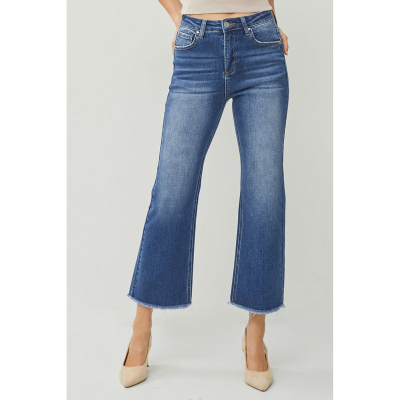 Sayla High-Rise Ankle Wide Straight Jeans - Dark Wash