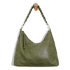 Selene Slouchy Hobo Handbag with Braided Handle - Moss