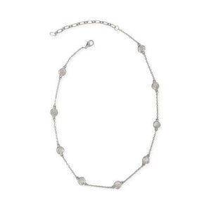 Spaced Hammered Circle Necklace - Silver